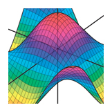 3D surface of Cos(x) Cos(y), Calculus textbook illustration art.