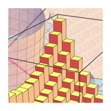Opener art with riemann boxes, Calculus textbook illustration art.